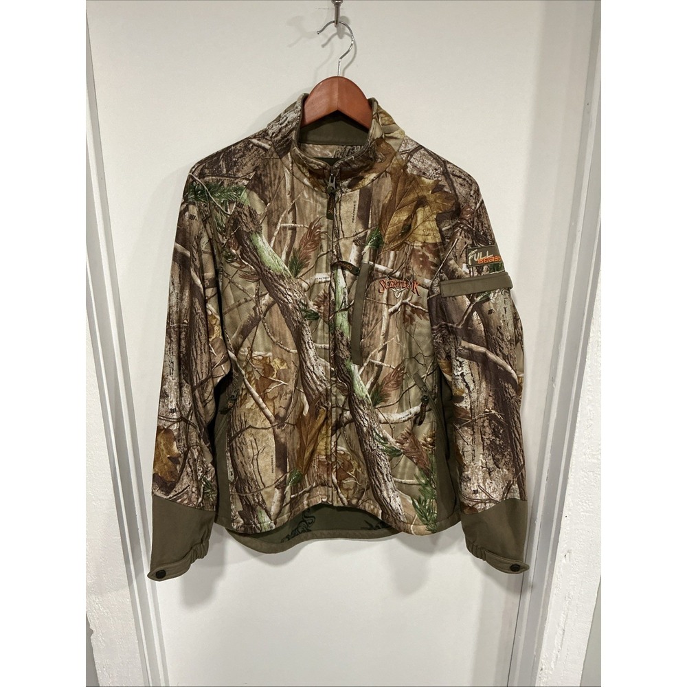 Scent-Lok Hunting Jacket Mens L Realtree AP HD Camo Fleece Lined Scent Control